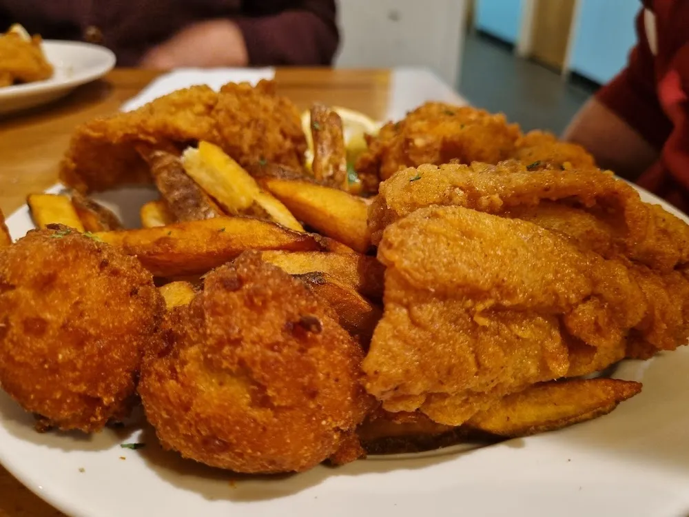 Fish and Chips with Hush Puppies